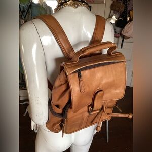 Vintage leather backpack made in Colombia